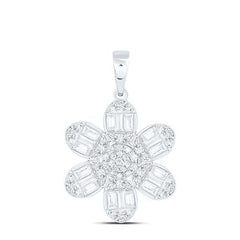 14K Diamond Flower Pendant