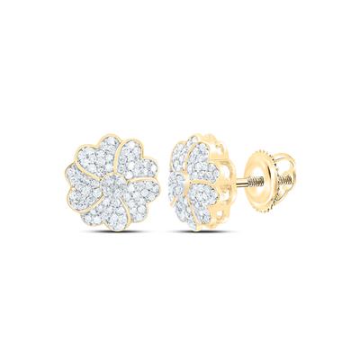 10K Diamond Heart Flower Earrings