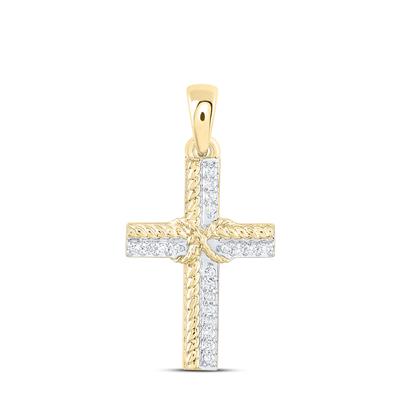 10K Diamond 2-Tone Cross Pendant