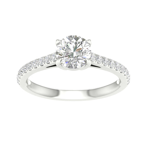 White gold ring with round shaped center stone