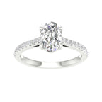 White gold ring with oval shaped center stone