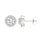 14K Round Lab Diamond Solitaire Halo Earrings