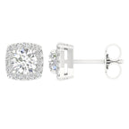 14K Lab Diamond Solitaire Halo Earrings