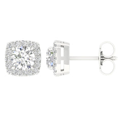 14K Lab Diamond Solitaire Halo Earrings