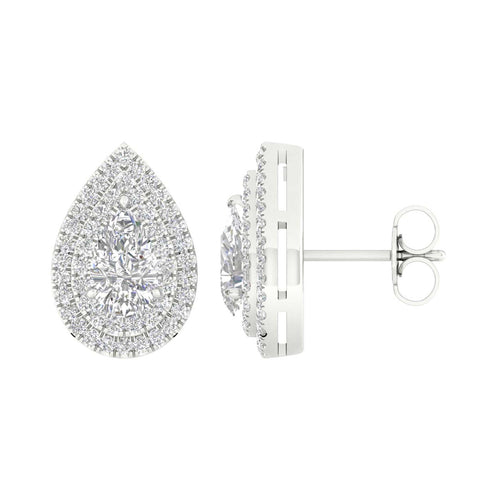 14K Pear Lab Diamond Solitaire Halo Earrings