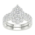 14K 3.00ct Pear Lab Diamond Bridal Set