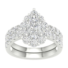 14K 3.00ct Pear Lab Diamond Bridal Set