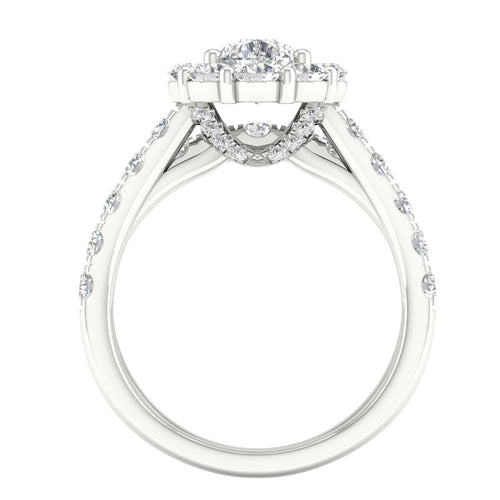 14K 3.00ct Pear Lab Diamond Bridal Set