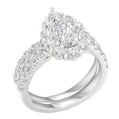 14K 3.00ct Pear Lab Diamond Bridal Set