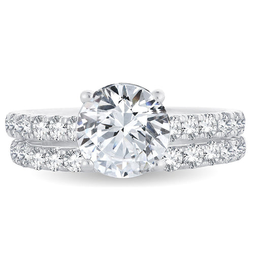 14K 3.00ct Round Lab Diamond Bridal Set