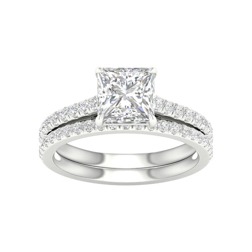 14K 2.50ct Princess Lab Diamond Bridal Set