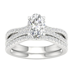 14K 1.40ct Oval Lab Diamond Bridal Set