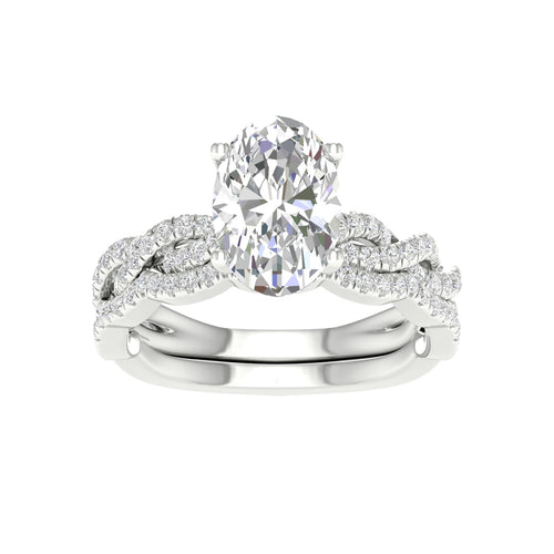 14K 2.40ct Oval Lab Diamond Bridal Set