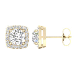 14K Lab Diamond Solitaire Halo Earrings