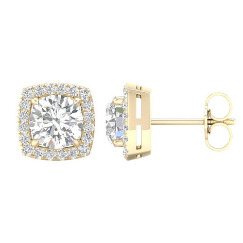 14K Lab Diamond Solitaire Halo Earrings