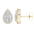 14K Pear Lab Diamond Solitaire Halo Earrings