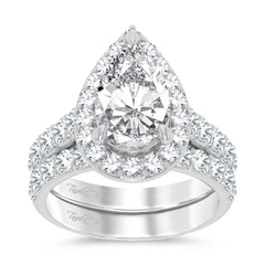 14K 5.35ct Pear Lab Diamond Bridal Ring