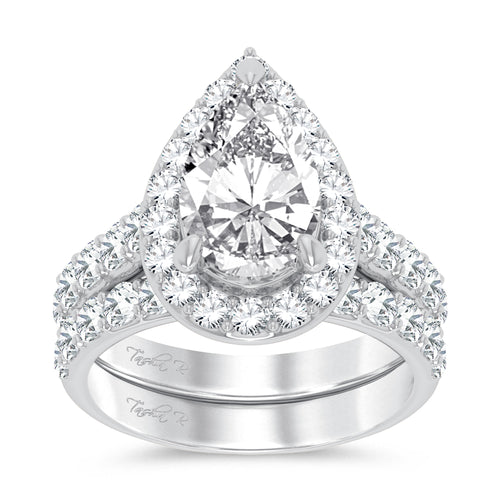 14K 5.35ct Pear Lab Diamond Bridal Ring