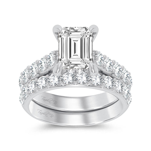 14K 5.00ct Emerald Lab Diamond Bridal Set