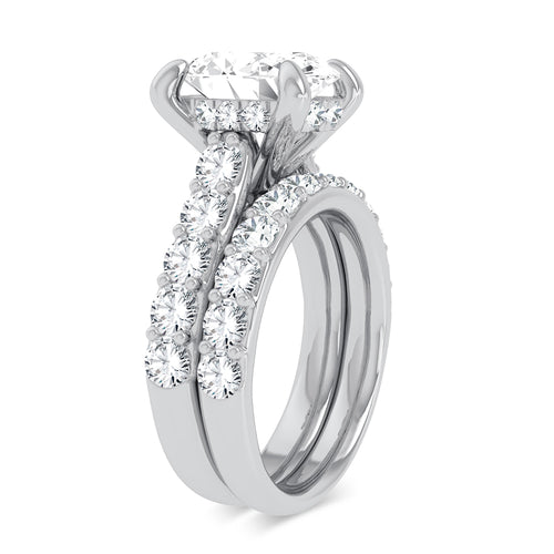 14K 5.00ct Oval Lab Diamond Bridal Set