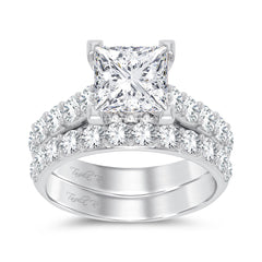 14K 5.00ct Princess Lab Diamond Bridal Set