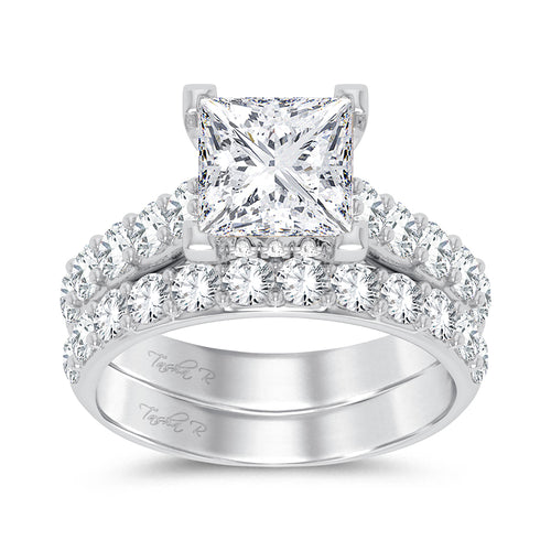14K 5.00ct Princess Lab Diamond Bridal Set