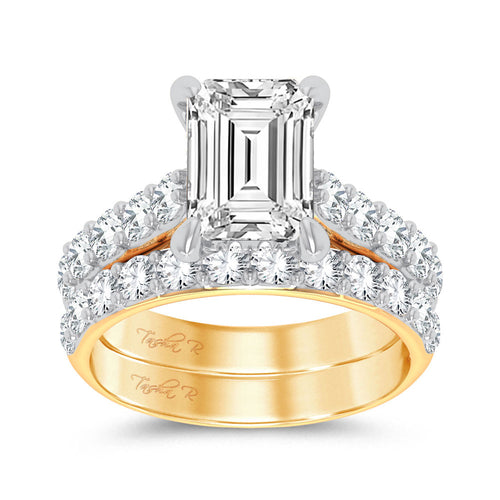 14K 5.00ct Emerald Lab Diamond Bridal Set