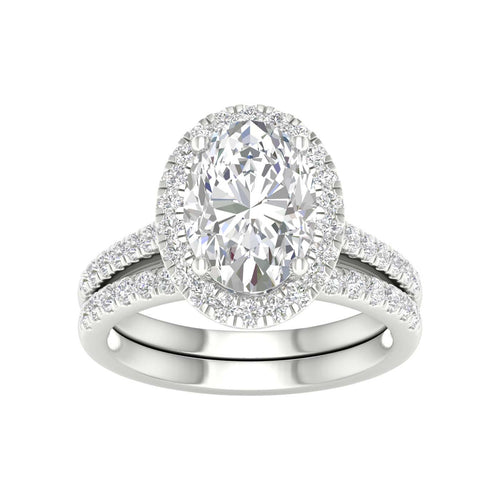 14K 3.75ct Oval Lab Diamond Bridal Set