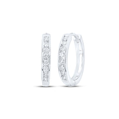 10K Channel Set Diamond Hoop Earrings