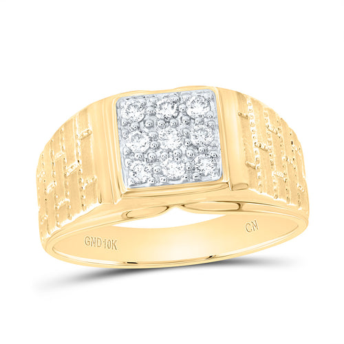 10K Square Diamond Cluster Band