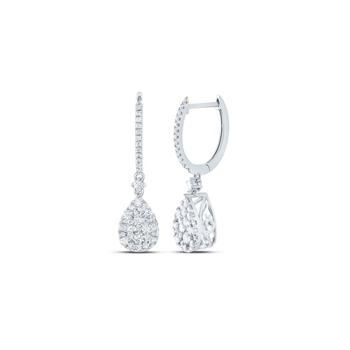 14K Teardrop Dangle Diamond Earrings