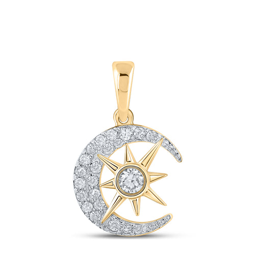 10K Star & Moon Diamond Pendant