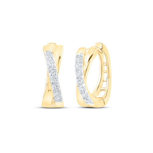 10K Mini Criss Cross Diamond Hoops