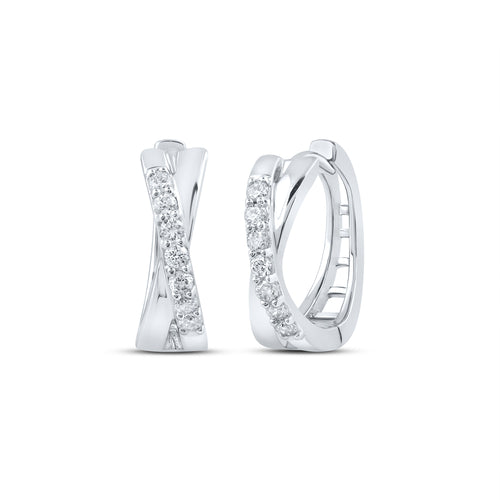 10K Mini Criss Cross Diamond Hoops