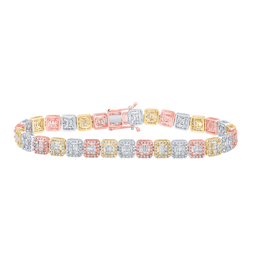 10K Tri-Color Square Link Bracelet