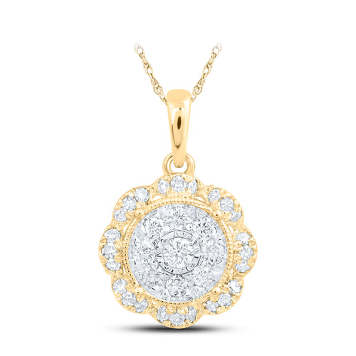 10K Diamond Fancy Cluster Pendant