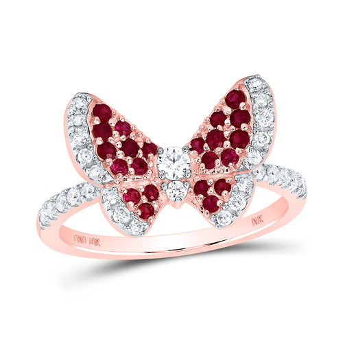 10K Diamond & Natural Ruby Butterfly Ring