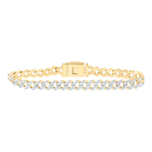 Pulsera de eslabones curvos con diamantes de 10 quilates
