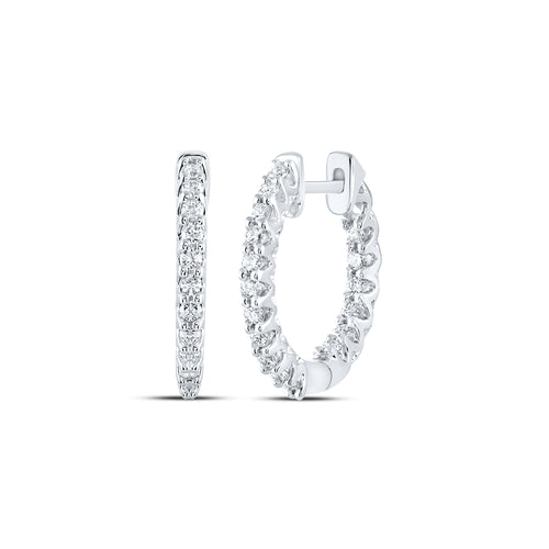 14K Inside-Out Diamond Hoops