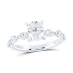 Anillo solitario de diamantes ovalados de 14 quilates