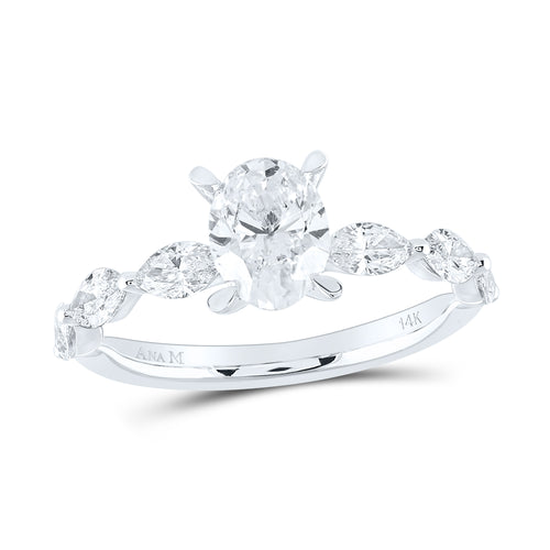 14K Oval Diamond Solitaire Ring