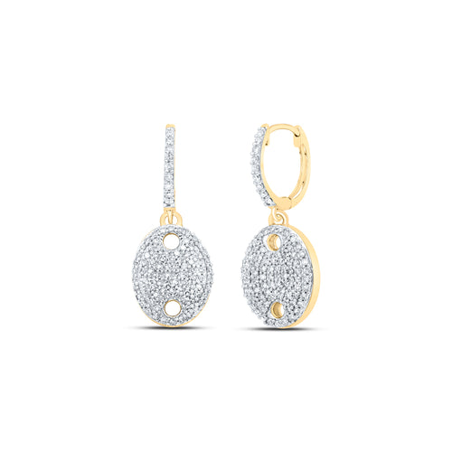 Pendientes colgantes ovalados con diamantes de 10 quilates