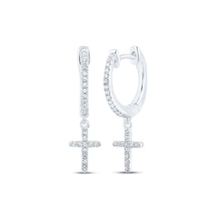 Pendientes colgantes con forma de cruz de diamantes de 10 quilates