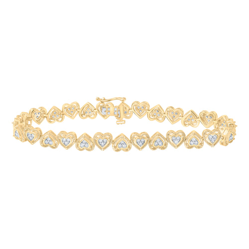 Pulsera de corazón con diamantes de 10 quilates