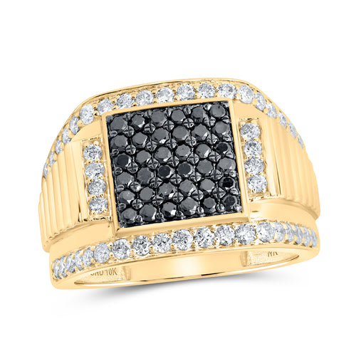 10K Black & White Square Diamond Ring