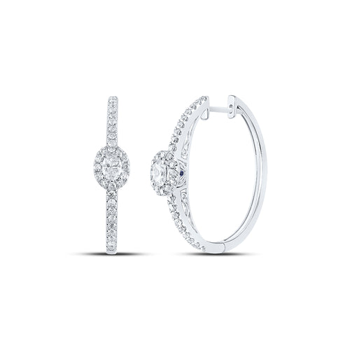 14K Diamond Oval Solitaire Hoops