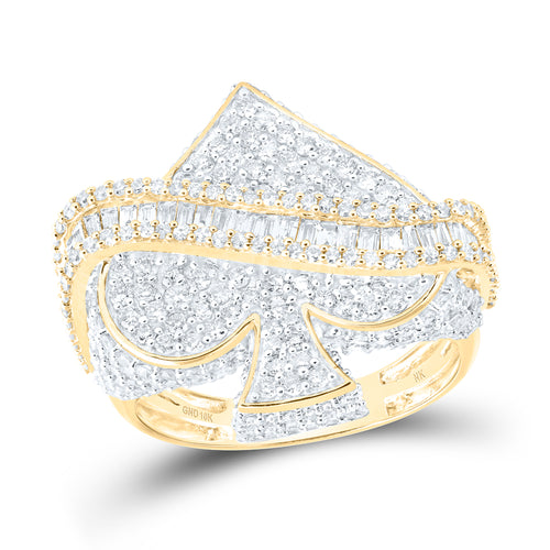 Anillo de diamantes en racimo de 10 quilates con forma de espada