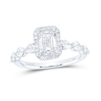 14K Emerald Cut Diamond Halo Ring