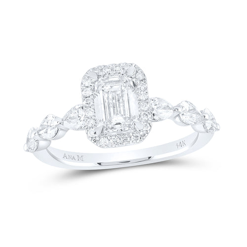 14K Emerald Cut Diamond Halo Ring