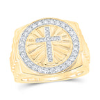 10K Diamond Cross Ring